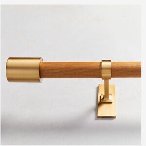 West Elm Mid-Century Wooden Rod - Wood/Brass, 28-48”